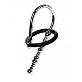 Серебристый уретральный плаг-бусины TOYFA Metal с мягким фиксириющим кольцом - ToyFa - купить с доставкой в Люберцах