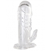 Прозрачная гелевая насадка с клиторальным отростком - 13 см. - Toyfa Basic - в Люберцах купить с доставкой