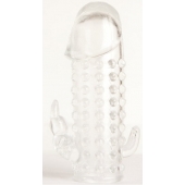 Гелевая прозрачная насадка с 2 отростками - 13 см. - Toyfa Basic - в Люберцах купить с доставкой