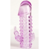 Закрытая фиолетовая насадка с 2 отростками - 13 см. - Toyfa Basic - в Люберцах купить с доставкой