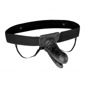 Полый страпон с двумя отростками и вибрацией Unisex Vibrating Hollow Strap-On Double Penetrating Dildo - 17,8 см. - Lux Fetish - купить с доставкой в Люберцах