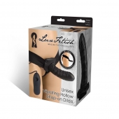 Чёрный полый страпон с вибрацией Unisex Vibrating Hollow Strap-On - 14 см. - Lux Fetish - купить с доставкой в Люберцах