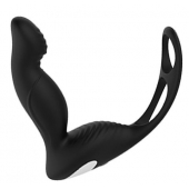 Черный вибромассажер простаты P-PLEASER W ERECTION ENHANCE - Dream Toys - в Люберцах купить с доставкой