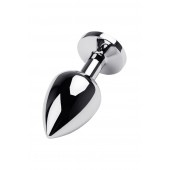 Серебристая коническая анальная пробка с красным кристаллом - 8 см. - ToyFa - купить с доставкой в Люберцах