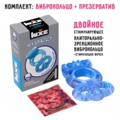 Голубое эрекционное виброкольцо Luxe VIBRO  Дьявол в доспехах  + презерватив - Luxe - в Люберцах купить с доставкой