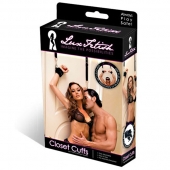 Черные фиксаторы с креплением к двери - Lux Fetish - купить с доставкой в Люберцах