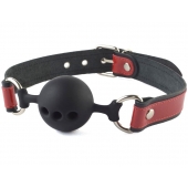 Кляп-шар на черно-красных кожаных ремешках - Sitabella - купить с доставкой в Люберцах