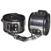 Эффектные серебристо-черные наручники с металлическим блеском - Sitabella - купить с доставкой в Люберцах