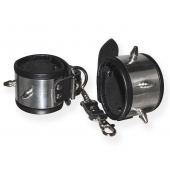 Серебристо-черные наручники с шипами и металлическим блеском - Sitabella - купить с доставкой в Люберцах