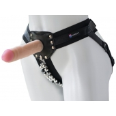 Черный пояс-трусики с насадкой  Гламур Dana  - 15,5 см. - LOVETOY (А-Полимер) - купить с доставкой в Люберцах