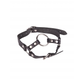 Кляп-кольцо на чёрных кожаных ремешках с застёжкой - Sitabella - купить с доставкой в Люберцах