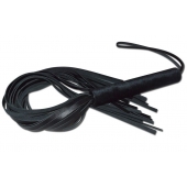 Чёрная кожаная плеть с жесткой ручкой - 63 см. - Sitabella - купить с доставкой в Люберцах