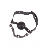 Чёрный кляп-шар на кожаных ремешках с пряжкой - Sitabella - купить с доставкой в Люберцах