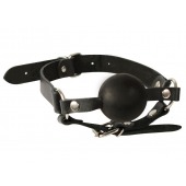 Чёрный кляп-шар на кожаных ремешках с пряжкой - Sitabella - купить с доставкой в Люберцах