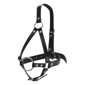 Кляп-рамка со сбруей на голову из черных кожаных ремешков - Sitabella - купить с доставкой в Люберцах