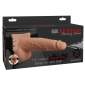 Телесный полый страпон с имитацией эякуляции 7.5  Hollow Squirting Strap-On with Balls Flesh - 21,6 см. - Pipedream - купить с доставкой в Люберцах