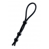 Черное лассо на пенис с тремя бусинами - A-toys - в Люберцах купить с доставкой