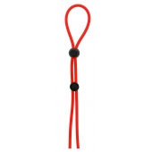 Красное лассо на пенис с двумя бусинами STRETCHY LASSO CAGE - Dream Toys - в Люберцах купить с доставкой