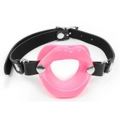 Розовый кляп-губки на черном ремешке - Notabu - купить с доставкой в Люберцах