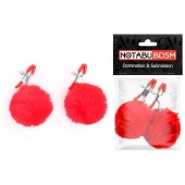 Зажимы для сосков с красным пушком - Notabu - купить с доставкой в Люберцах