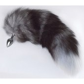 Серебристая анальная пробка с пушистым хвостом - Sitabella - купить с доставкой в Люберцах