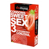Презервативы для орального секса DOMINO Sweet Sex с ароматом клубничного коктейля  - 3 шт. - Domino - купить с доставкой в Люберцах