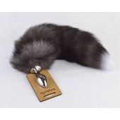 Серебристая анальная пробка с пушистым хвостиком - Sitabella - купить с доставкой в Люберцах