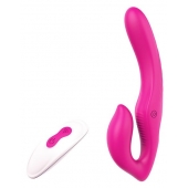 Ярко-розовый безремневой страпон REMOTE DOUBLE DIPPER - 22 см. - Dream Toys - купить с доставкой в Люберцах