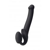 Черный безремневой страпон Silicone Bendable Strap-On M - Strap-on-me - купить с доставкой в Люберцах