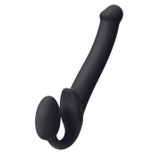 Черный безремневой страпон Silicone Bendable Strap-On M - Strap-on-me - купить с доставкой в Люберцах