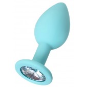 Мятная анальная пробка с прозрачным кристаллом Brilliant - 7 см. - ToyFa - купить с доставкой в Люберцах