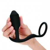 Черное эрекционное кольцо с анальным плагом Snug   Tug - b-Vibe - в Люберцах купить с доставкой