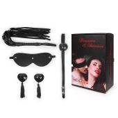 Эротический набор в черном цвете: маска, кляп, пэстисы, плётка - Notabu - купить с доставкой в Люберцах