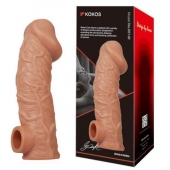 Телесная насадка на фаллос с отверстием для мошонки EXTREME SLEEVE - 17,6 см. - KOKOS - в Люберцах купить с доставкой