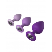 Набор из 3 фиолетовых анальных пробок со стразами Little Gems Trainer Set - Pipedream - купить с доставкой в Люберцах