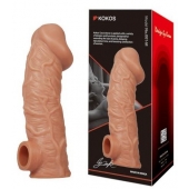 Телесная насадка на фаллос с фиксацией мошонки EXTREME SLEEVE - 15,6 см. - KOKOS - в Люберцах купить с доставкой