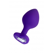 Фиолетовая анальная втулка Diamond Heart с прозрачным кристаллом - 8 см. - ToyFa - купить с доставкой в Люберцах