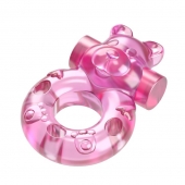 Розовое эрекционное виброкольцо на пенис Pink Bear - Baile - в Люберцах купить с доставкой