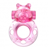 Розовое эрекционное виброкольцо на пенис Pink Bear - Baile - в Люберцах купить с доставкой