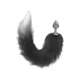 Серебристая анальная пробка с черным хвостом Galaxy - Lola Games - купить с доставкой в Люберцах