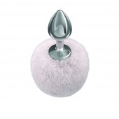 Серебристая анальная пробка с белым пушистым хвостиком Twinkle - Lola Games - купить с доставкой в Люберцах