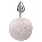 Серебристая анальная пробка с белым пушистым хвостиком Twinkle - Lola Games - купить с доставкой в Люберцах