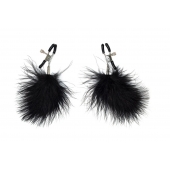 Зажимы на соски с черным пухом Euphoric - Lola Games - купить с доставкой в Люберцах