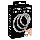 Набор из 3 эрекционных колец под металл Metallic Silicone Cock Ring Set - Orion - в Люберцах купить с доставкой