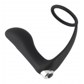 Черное эрекционное кольцо с анальной вибропробкой Vibrating Ring   Plug - Orion - в Люберцах купить с доставкой