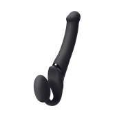 Черный безремневой вибрострапон Silicone Bendable Strap-On M - Strap-on-me - купить с доставкой в Люберцах
