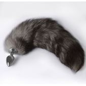 Серебристая коническая анальная пробка с пушистым хвостиком - Sitabella - купить с доставкой в Люберцах