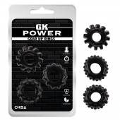 Набор из 3 черных эрекционных колец Gear Up Rings - Chisa - в Люберцах купить с доставкой