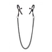 Черные зажимы на соски на цепочке BLAZE DELUXE NIPPLE CLAMPS - Dream Toys - купить с доставкой в Люберцах