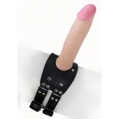 Черный узкий пояс на бедро с телесной насадкой - LOVETOY (А-Полимер) - купить с доставкой в Люберцах